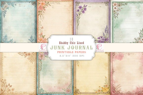 Download Shabby Chic Lined Junk Journal Pages - Journal pages Collection