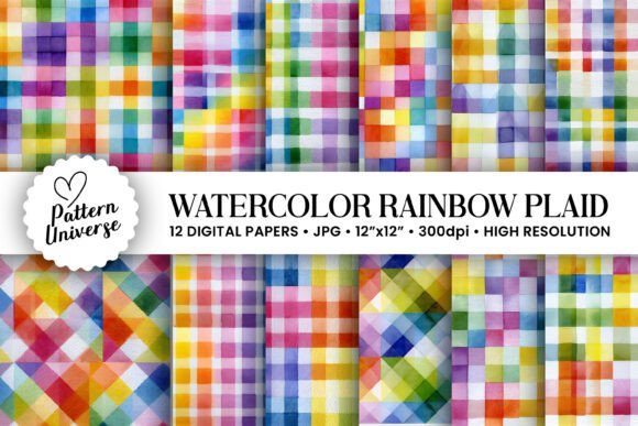 Download Watercolor Rainbow Plaid Pattern - Plaid Collection