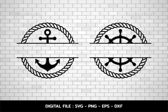 Download Split Monogram Anchor and Steering Wheel - Premium Resources