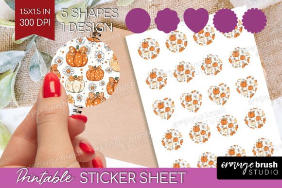 Download Coquette Pumpkin Printable Sticker Sheet - Premium Resources