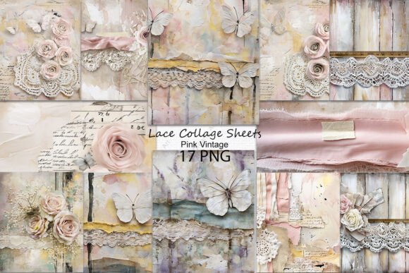 Download Pink Vintage Lace Collage Sheets - Collage sheets Collection