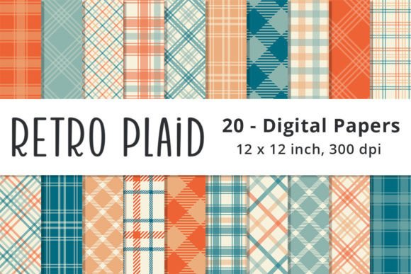Download Retro Orange and Teal Plaid Backgrounds - Plaid Collection