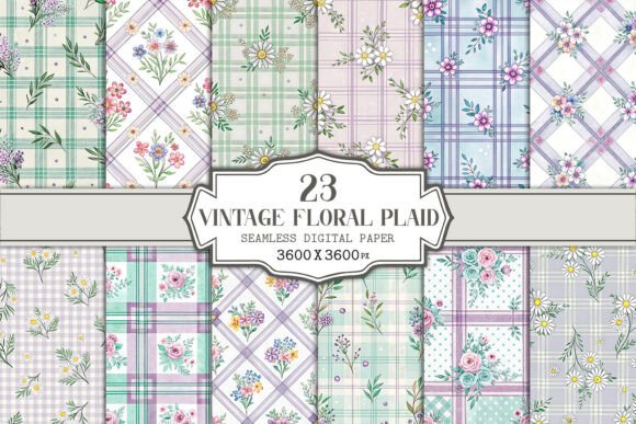 Download Vintage Floral Plaid Seamless Pattern - Premium Resources