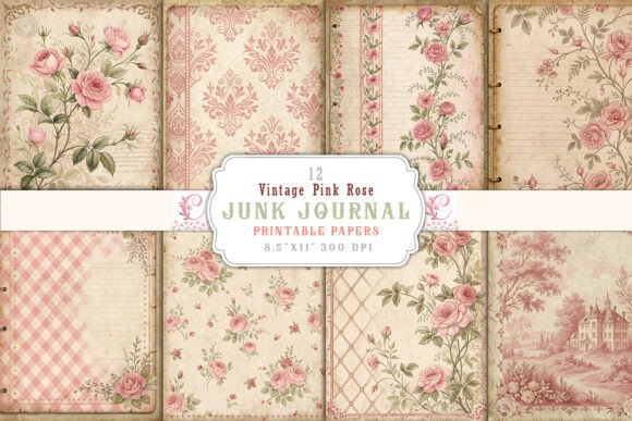 Download Vintage Pink Rose Junk Journal Pages - Journal pages Collection